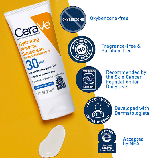 CeraVe Hydrating Mineral Sunscreen SPF 30 Face Lotion